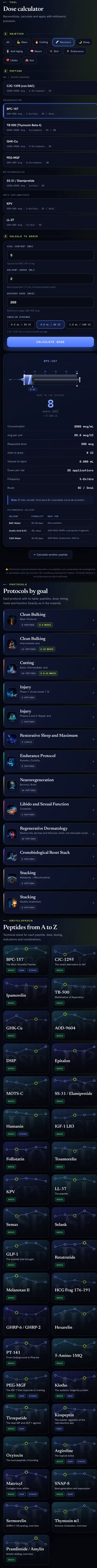 The Peptides System app: dose calculator, protocols by goal and the peptide encyclopedia